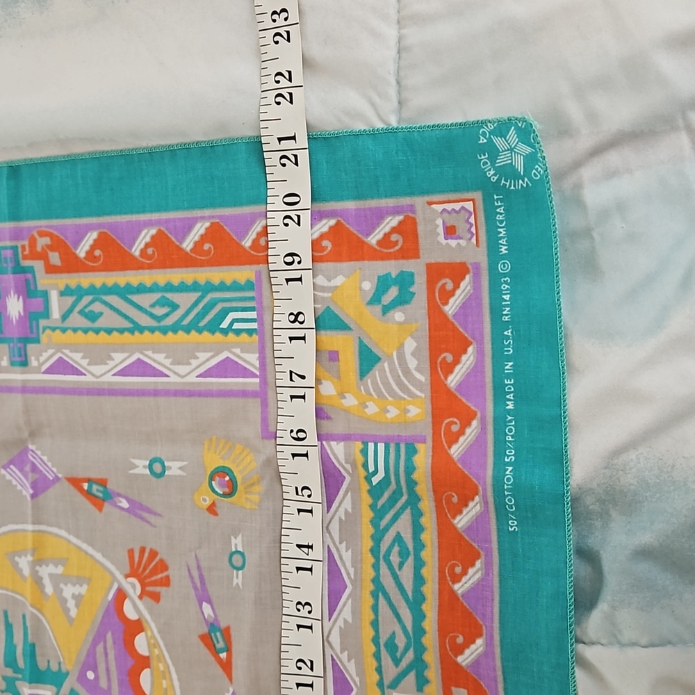 NWOT Vintage Wamcraft Southwest Aztec Cowboy Pastel Bandana 21" - Picture 3 of 8